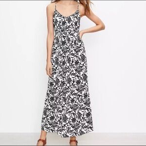 LOFT Black and White Patterned Maxi Dress